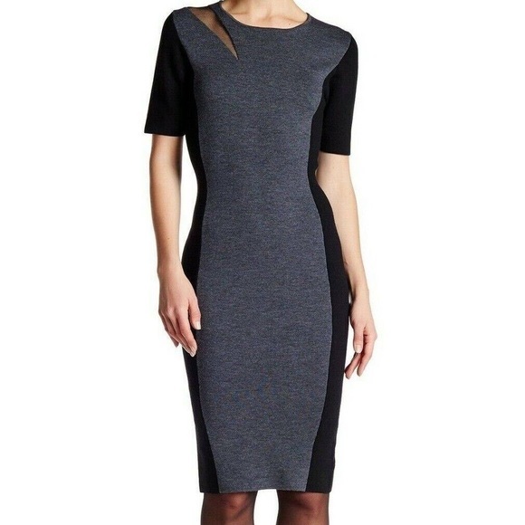 Elie Tahari Dresses & Skirts - Elie Tahari Caroline Short Sleeve Wool Sweater Dress Charcoal‎ Black